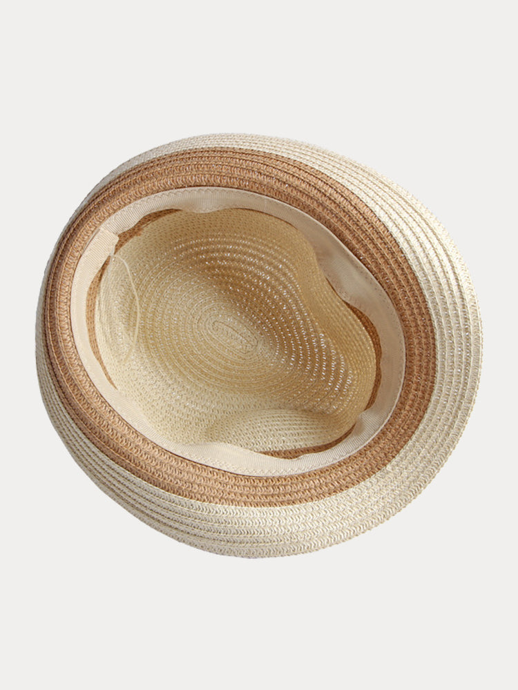 Foldable Sun Protection 100% Cotton Fedora Hat - Beige