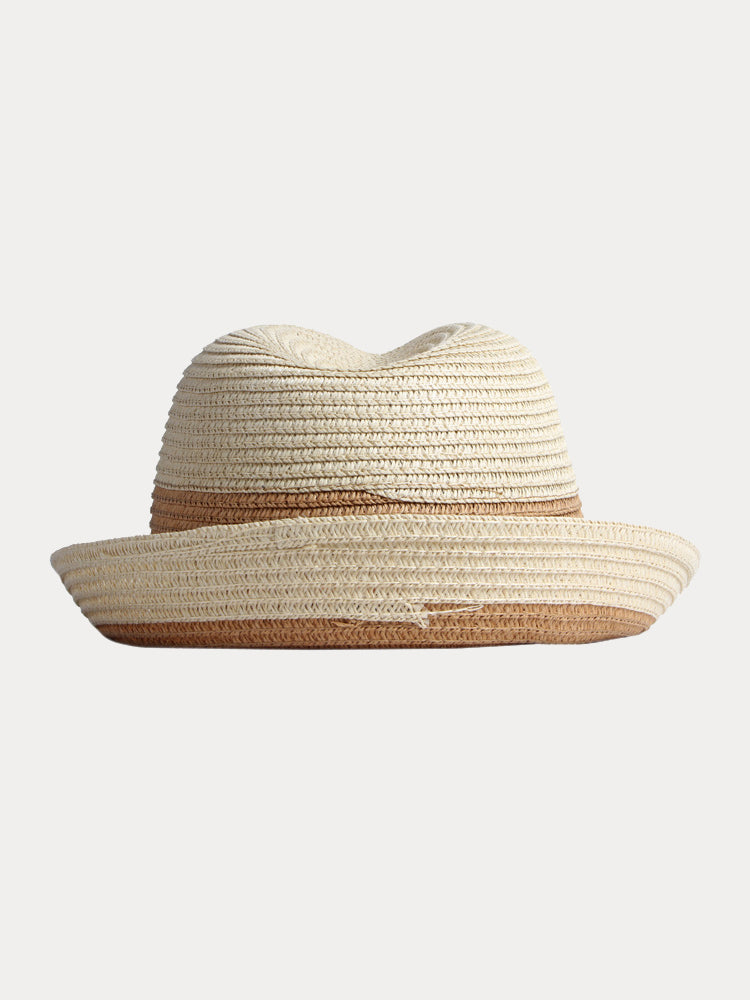 Foldable Sun Protection 100% Cotton Fedora Hat - Beige