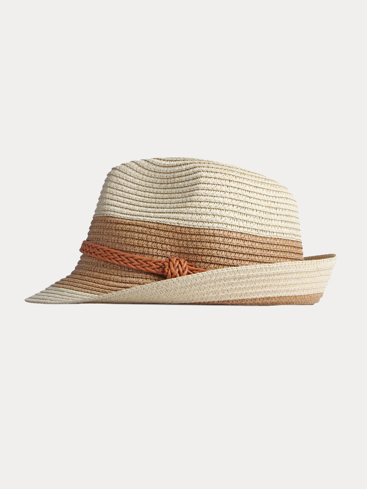 Foldable Sun Protection 100% Cotton Fedora Hat - Beige