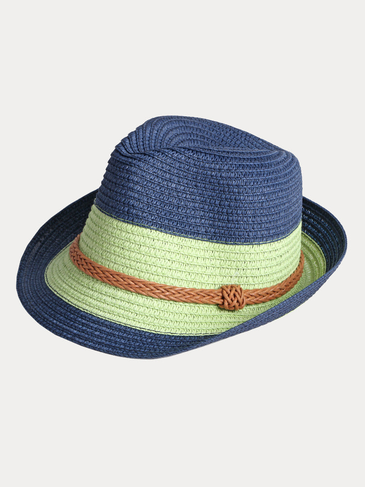 Foldable Sun Protection 100% Cotton Fedora Hat - Navy Blue