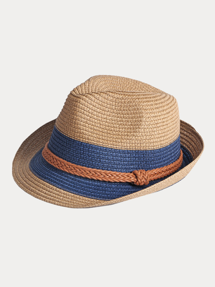 Foldable Sun Protection 100% Cotton Fedora Hat - Khaki