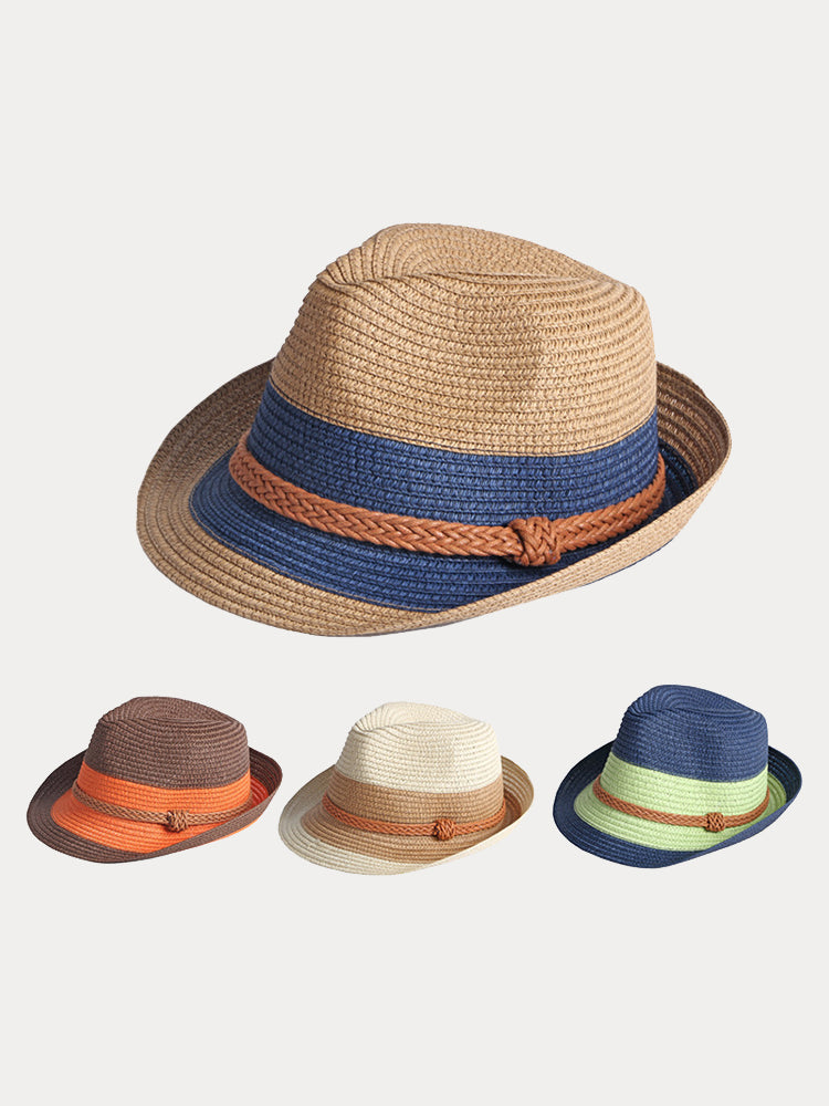 Foldable Sun Protection 100% Cotton Fedora Hat - Khaki