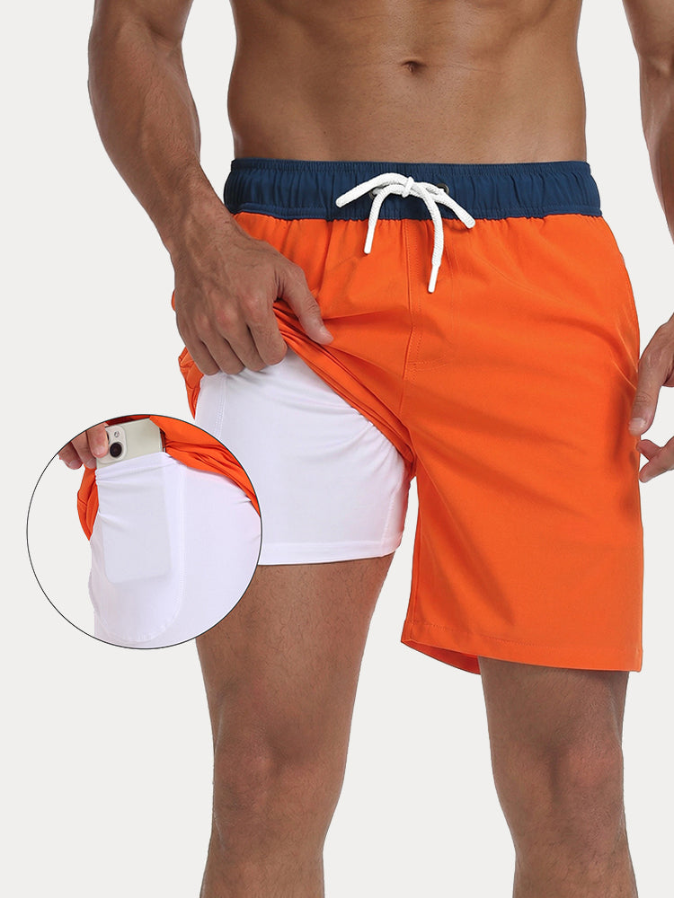 Resort Built-In Liner Colorblock Swim Trunks - PAT5