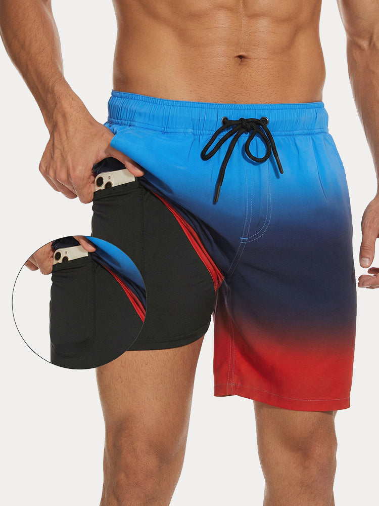 Resort Built-In Liner Colorblock Swim Trunks - PAT6