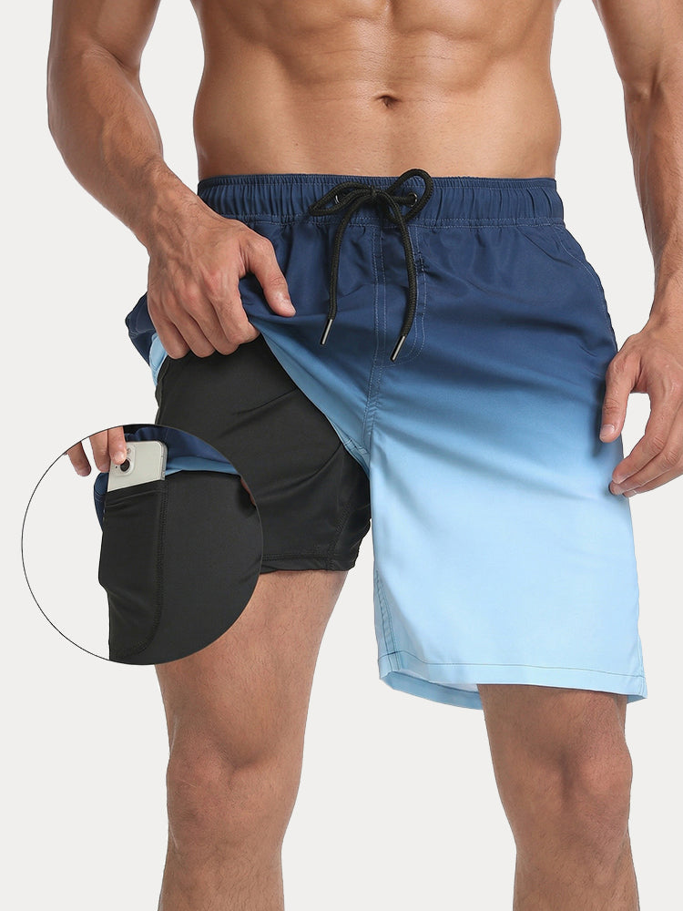 Resort Built-In Liner Colorblock Swim Trunks - PAT7