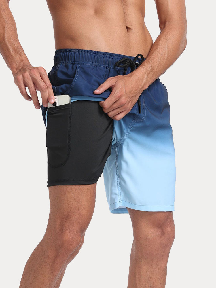 Resort Built-In Liner Colorblock Swim Trunks - PAT7