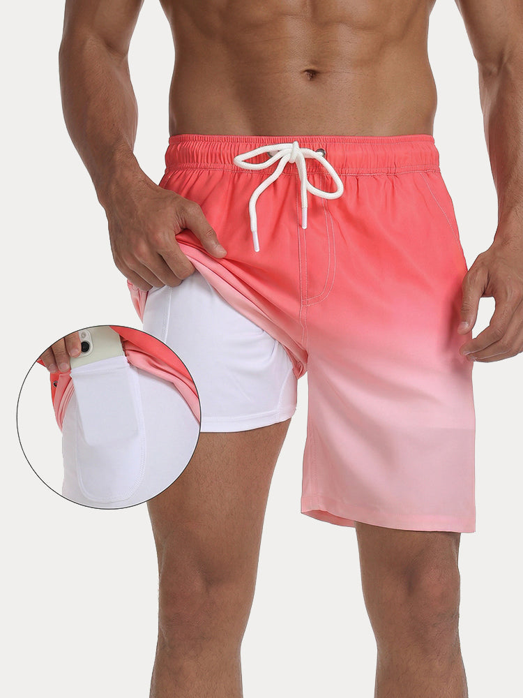 Resort Built-In Liner Colorblock Swim Trunks - PAT8