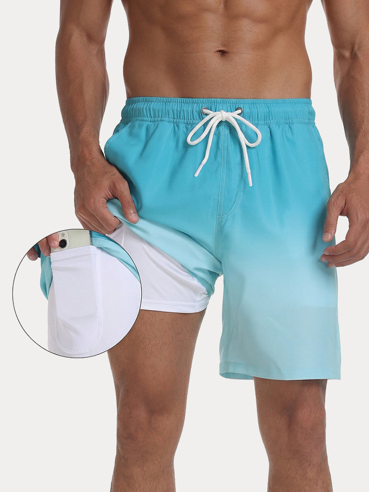 Resort Built-In Liner Colorblock Swim Trunks - PAT9