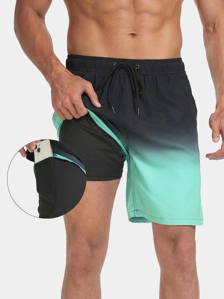 Resort Built-In Liner Colorblock Swim Trunks - PAT10