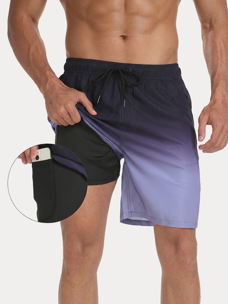 Resort Built-In Liner Colorblock Swim Trunks - PAT11