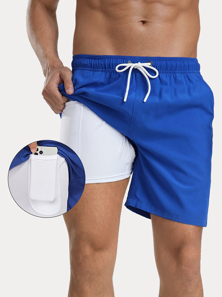 Summer Resort Built-In Liner Swim Trunks - Dark Blue