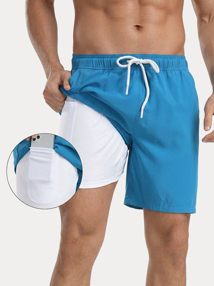 Summer Resort Built-In Liner Swim Trunks - Blue