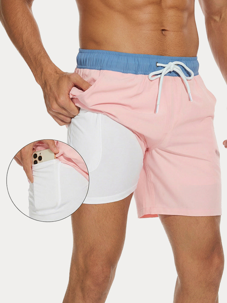 Resort Built-In Liner Colorblock Swim Trunks - PAT3