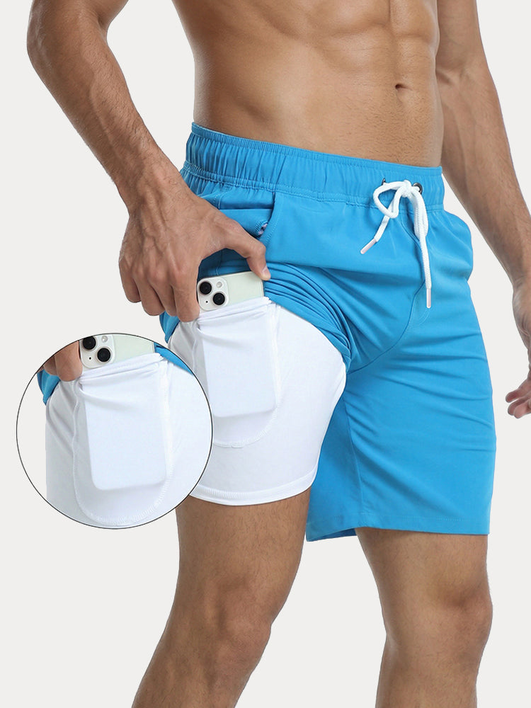 Summer Resort Built-In Liner Swim Trunks - Sky Blue