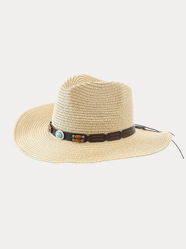 Classic Summer Straw Fishing Beach Hat - Beige