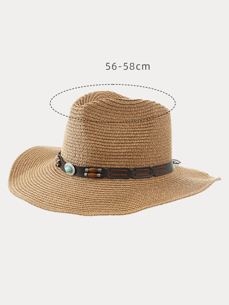 Classic Summer Straw Fishing Beach Hat - Khaki