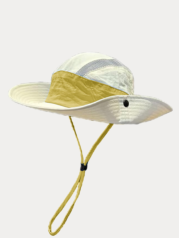Foldable Quick-Drying Outdoor Sun Protection Hat - Yellow
