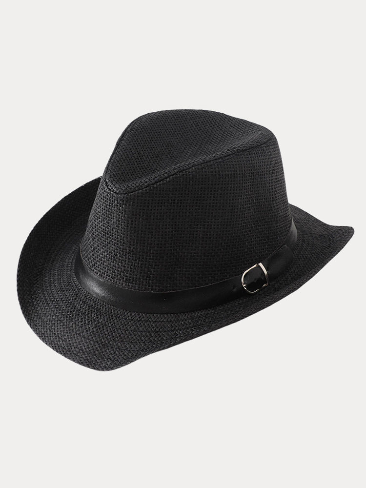 Classic Belted Panama Hat - Black