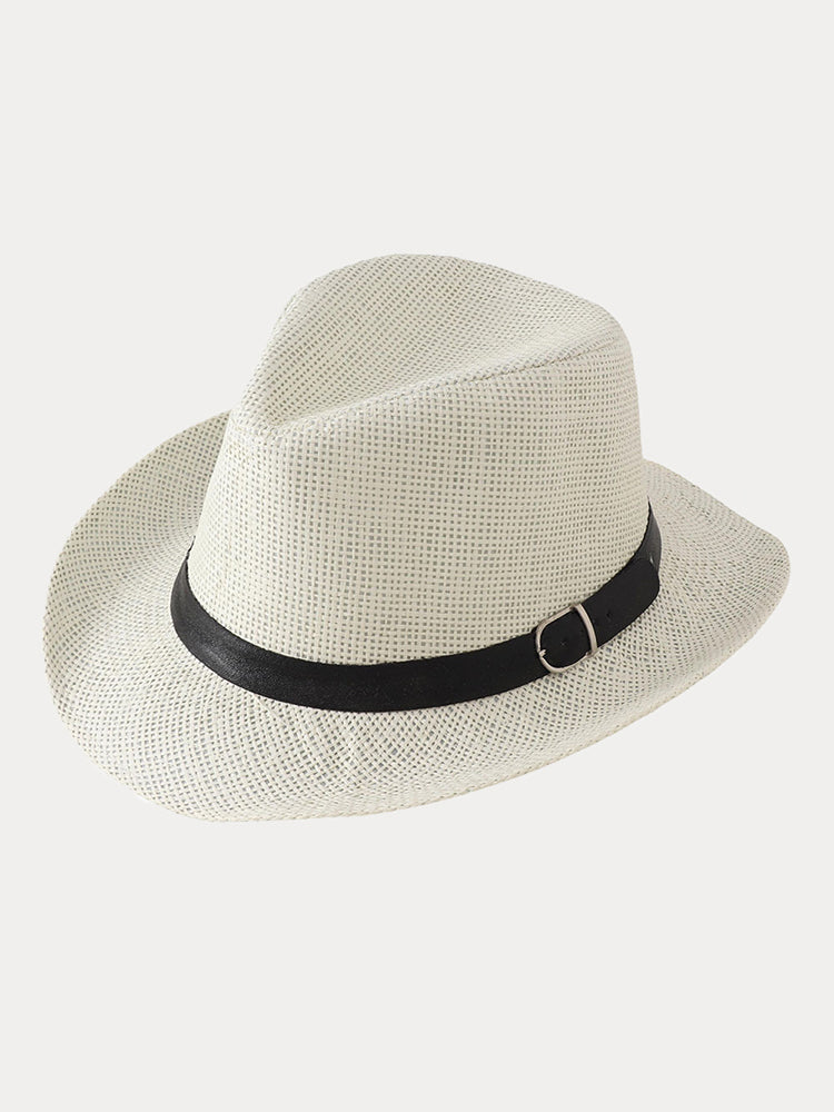 Classic Belted Panama Hat - Cream