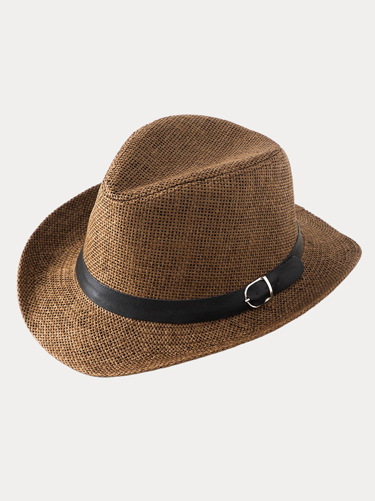 Classic Belted Panama Hat - Coffee