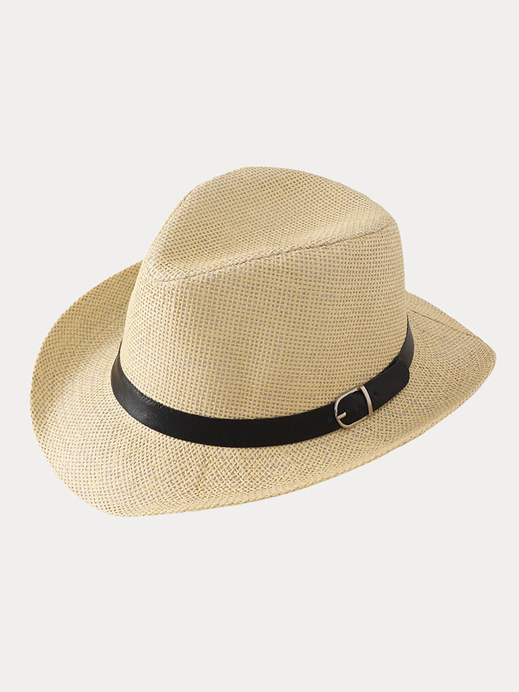 Classic Belted Panama Hat - Creamy Yellow