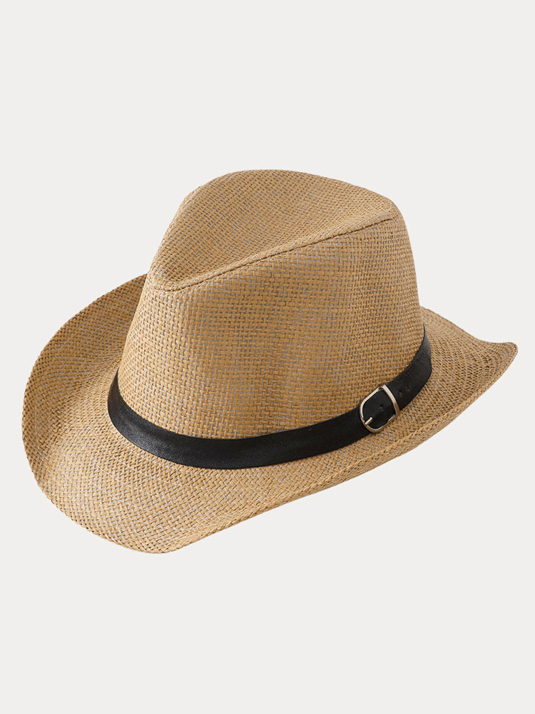 Classic Belted Panama Hat - Khaki