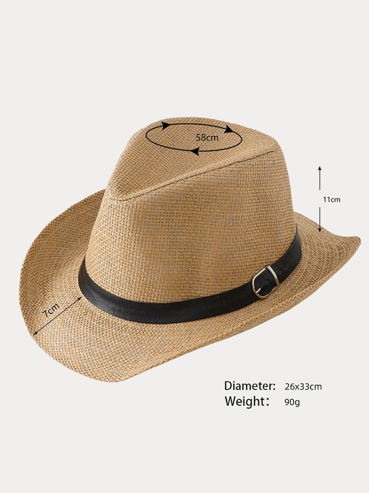 Classic Belted Panama Hat - Khaki