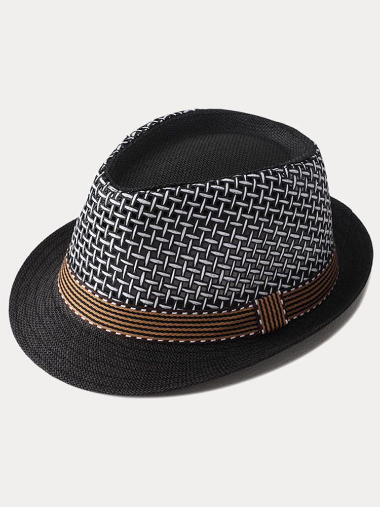 Unisex Summer Straw Panama Hat - Black