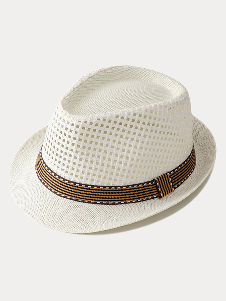 Unisex Summer Straw Panama Hat - Bone White