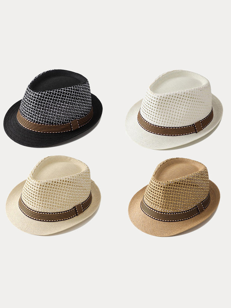 Unisex Summer Straw Panama Hat - Khaki