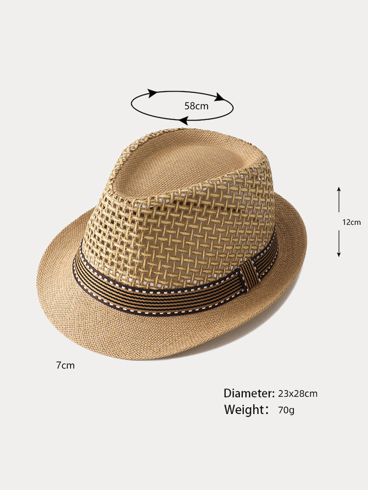 Unisex Summer Straw Panama Hat - Khaki