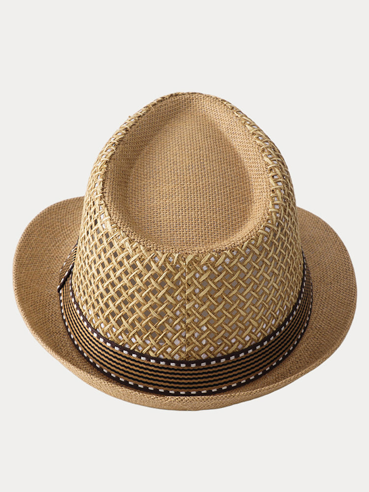 Unisex Summer Straw Panama Hat - Khaki
