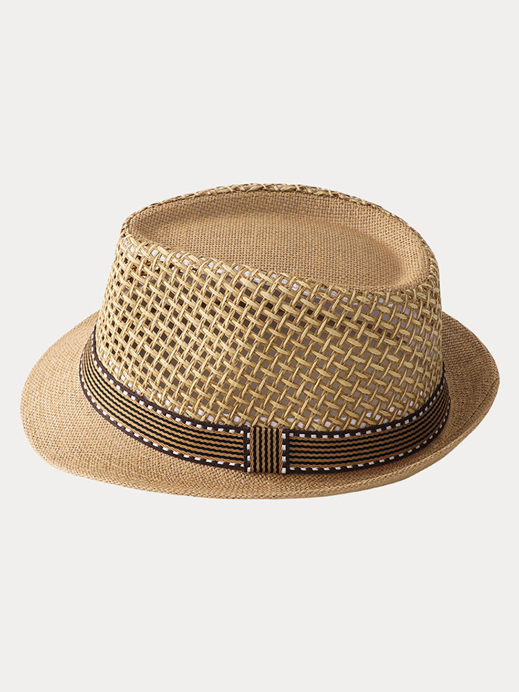Unisex Summer Straw Panama Hat - Khaki