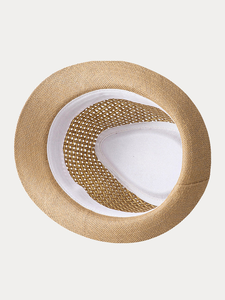 Unisex Summer Straw Panama Hat - Khaki