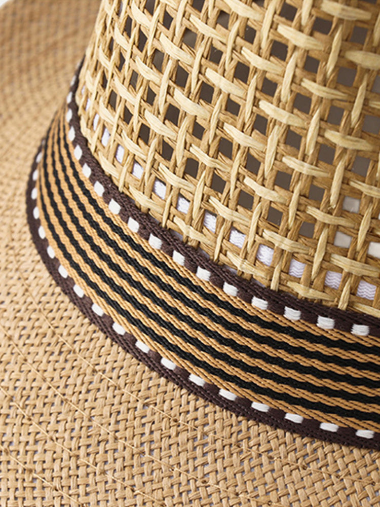 Unisex Summer Straw Panama Hat - Khaki