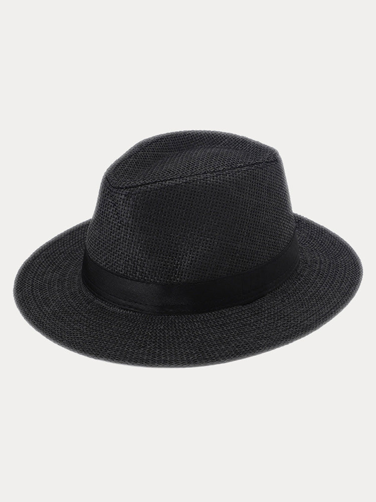 Unisex Structured Panama Straw Hat - Black