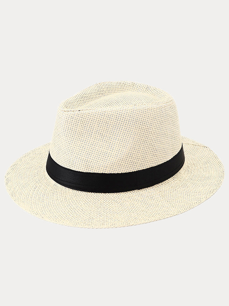 Unisex Structured Panama Straw Hat - Beige