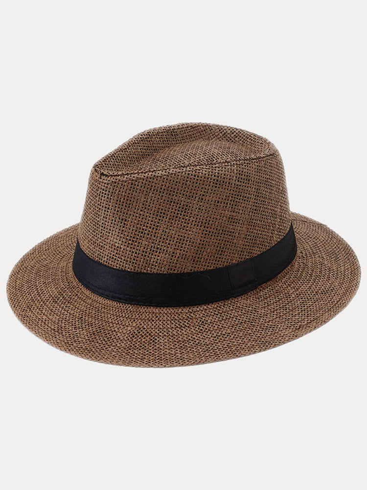 Unisex Structured Panama Straw Hat - Coffee