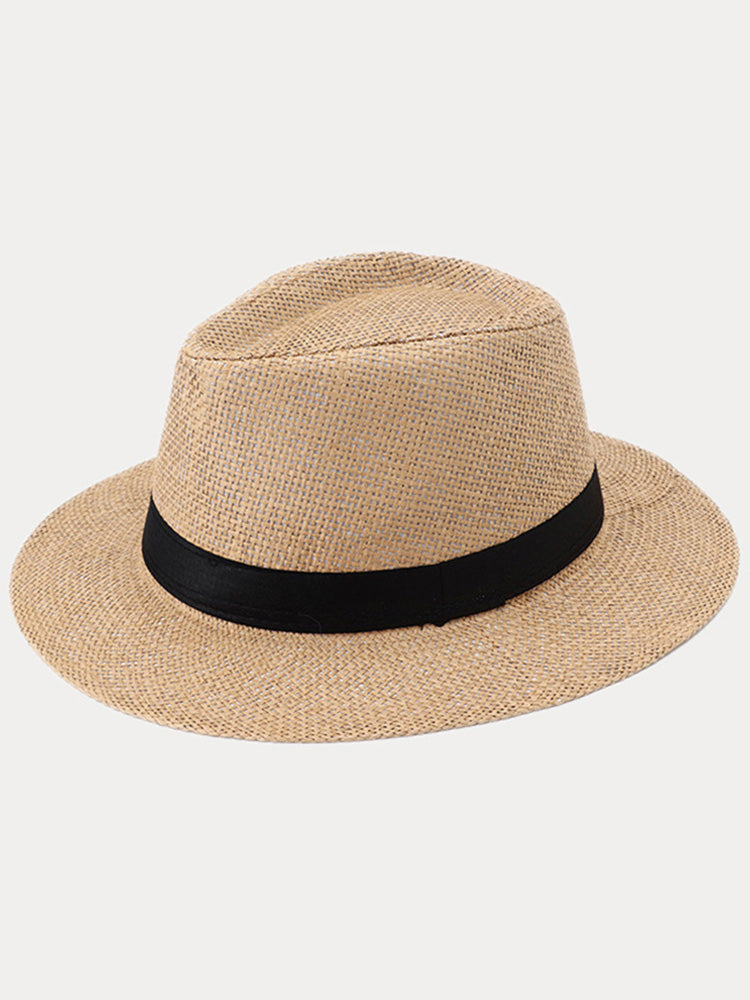Unisex Structured Panama Straw Hat - Khaki