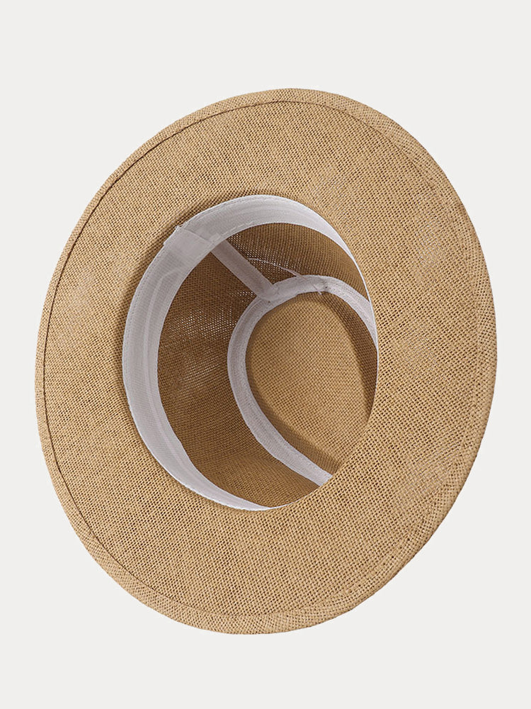 Unisex Structured Panama Straw Hat - Khaki