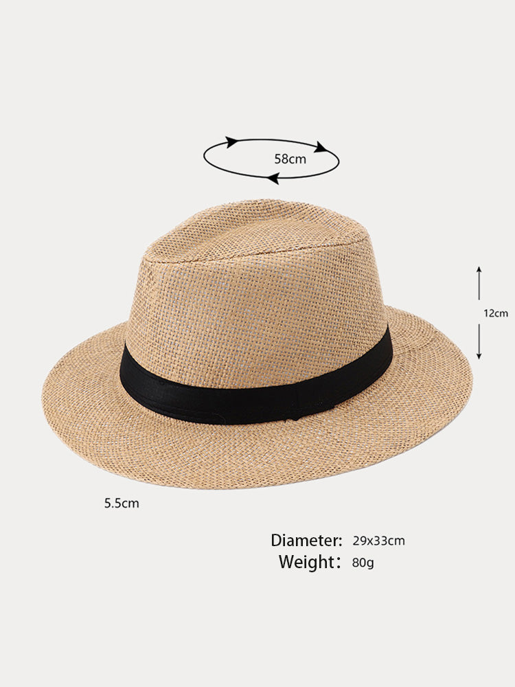 Unisex Structured Panama Straw Hat - Khaki