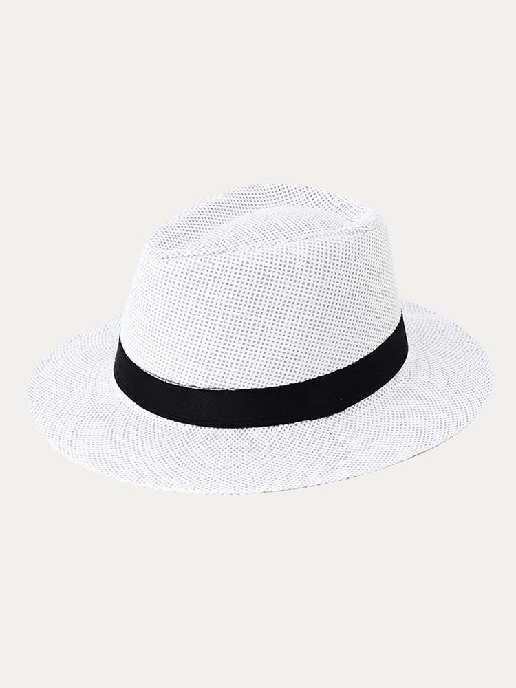 Unisex Structured Panama Straw Hat - White