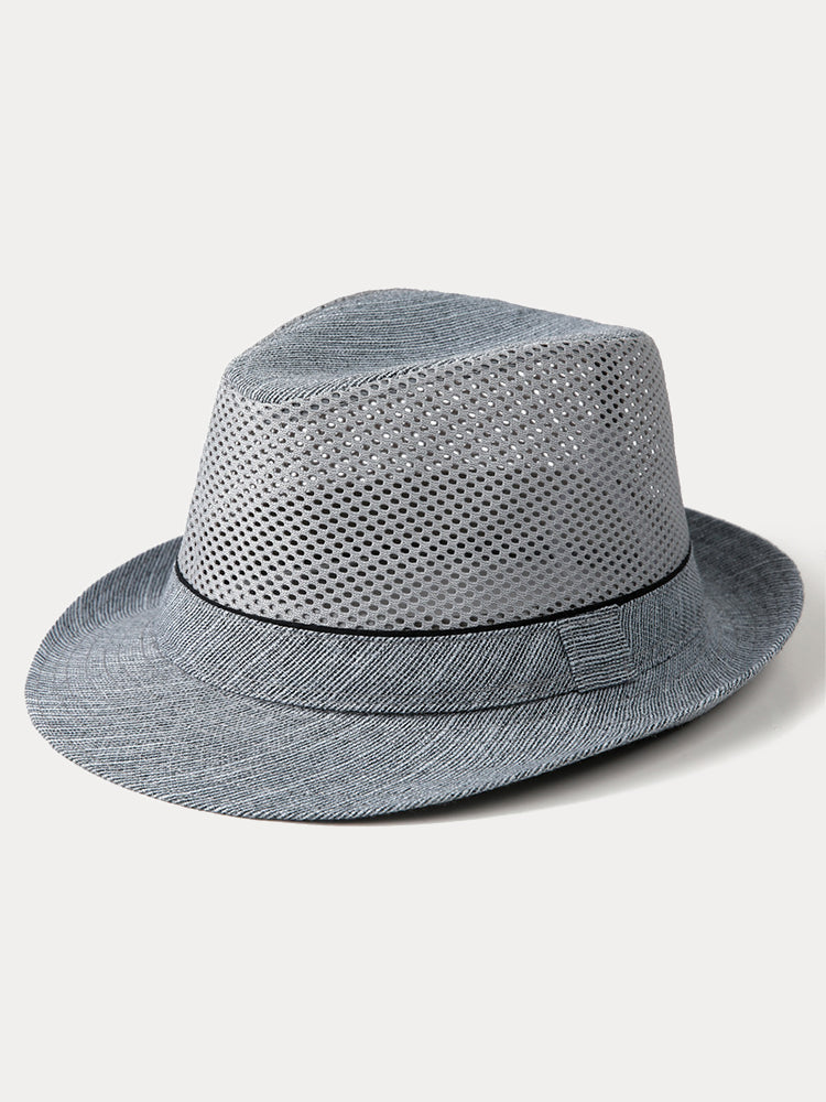 Ultra-Breathable Hollow-Out Straw Hat - Grey