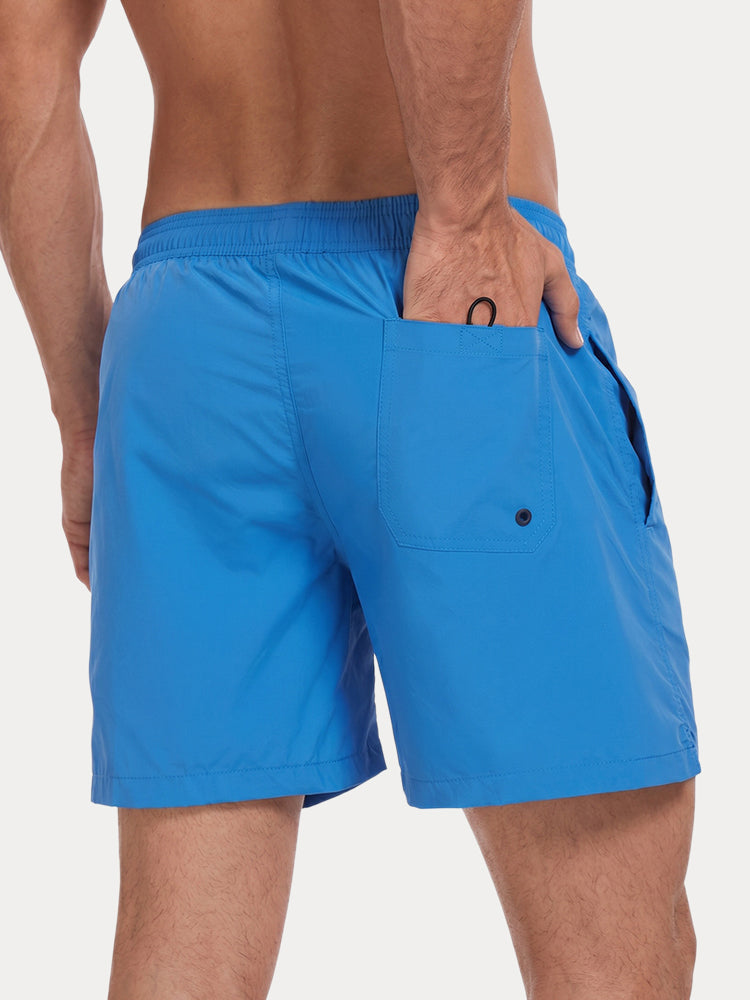 Mesh Lining Elastic Waist Beach Shorts - PAT3