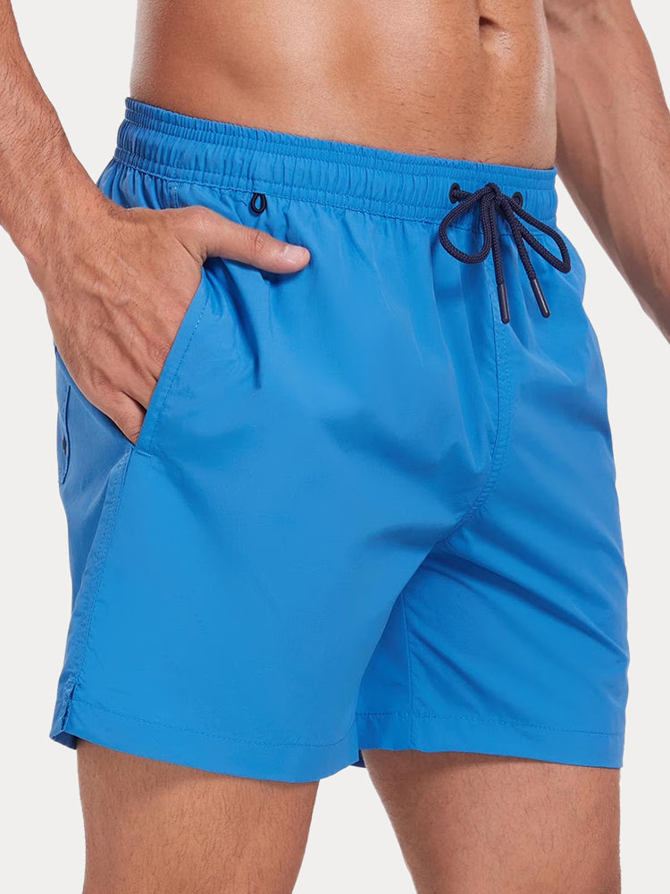Mesh Lining Elastic Waist Beach Shorts - PAT3