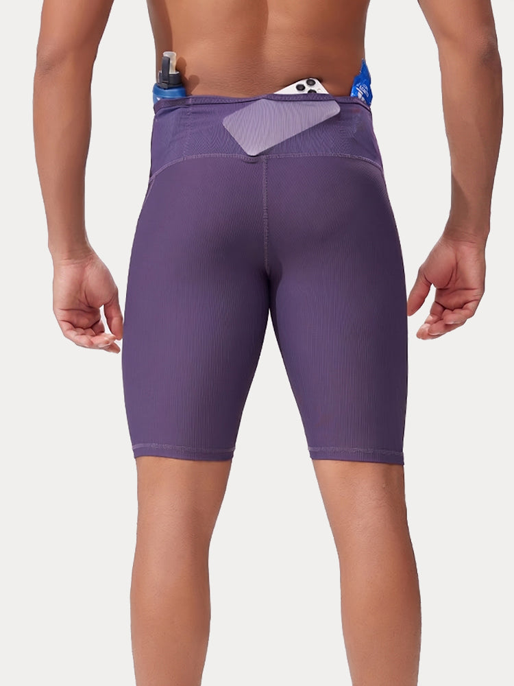 Men's Pro-Stretch Compression Running Shorts - Dark Purple