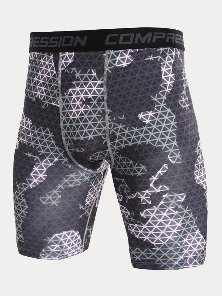 Men's Camo Compression Training Shorts - PAT6