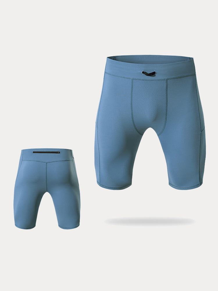 Men's High-Stretch Compression Shorts - Light Blue