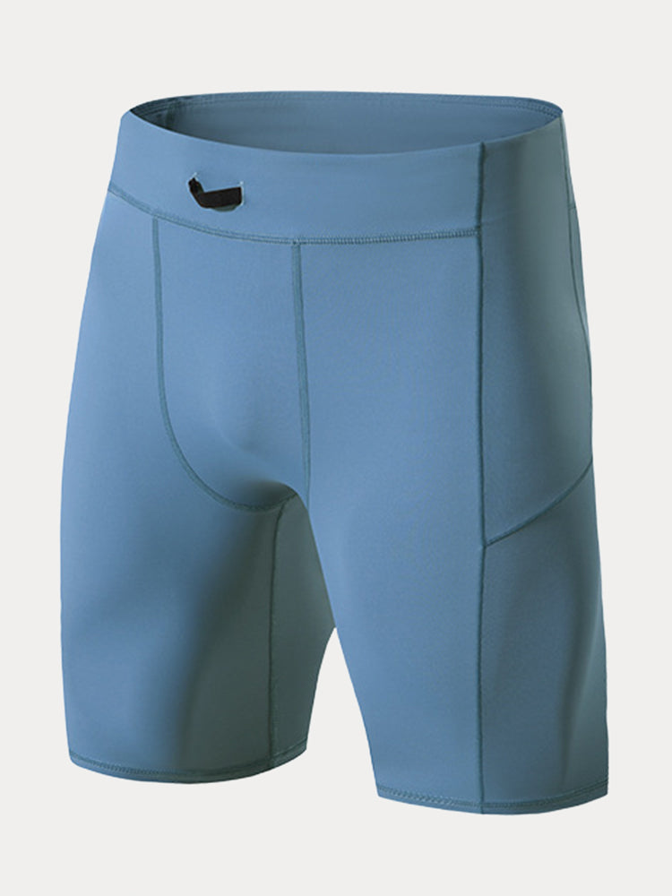 Men's High-Stretch Compression Shorts - Light Blue