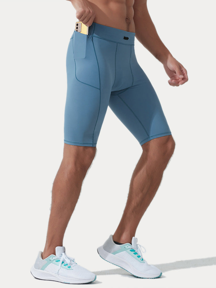 Men's High-Stretch Compression Shorts - Light Blue